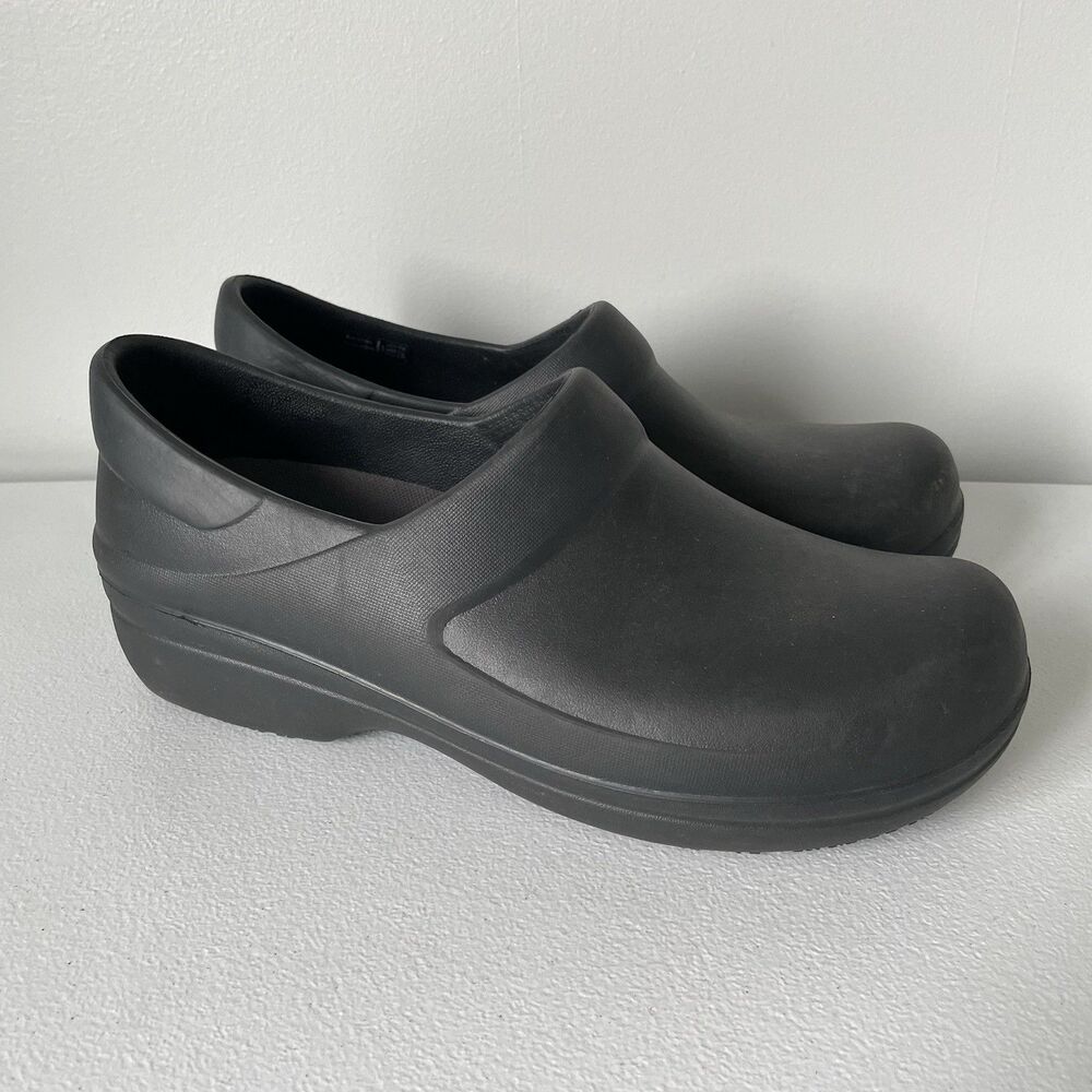Crocs Neria Pro II LiteRide Work Clogs Mules Slip Resistant Black Women's Size 9